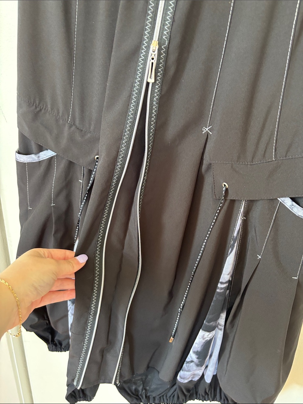 dzhavael couture Black Short-Sleeve Midi Dress with Front Zip and Pocket Details - Picture 6 of 8